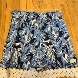 Lilly Pulitzer Navy and White Leaf Mini Skirt